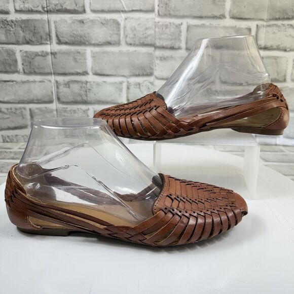 Macarena Collection Huarache Women's 25- 8 US Genuine Leather Tan Slip On Sandal - Picture 2 of 11